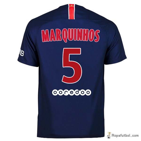 Camiseta Paris Saint Germain Replica Primera Ropa Marquinhos 2018/19 Azul